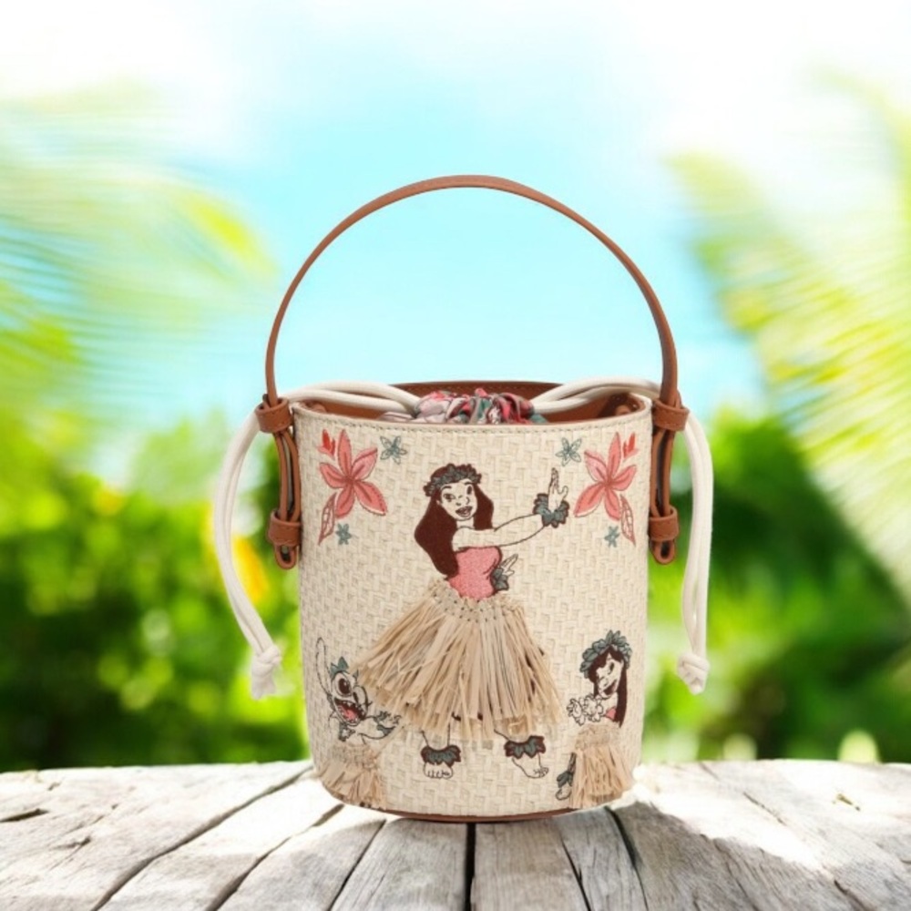 Loungefly Disney Lilo & Stitch Hula Group Floral Bucket Crossbody Bag NWT